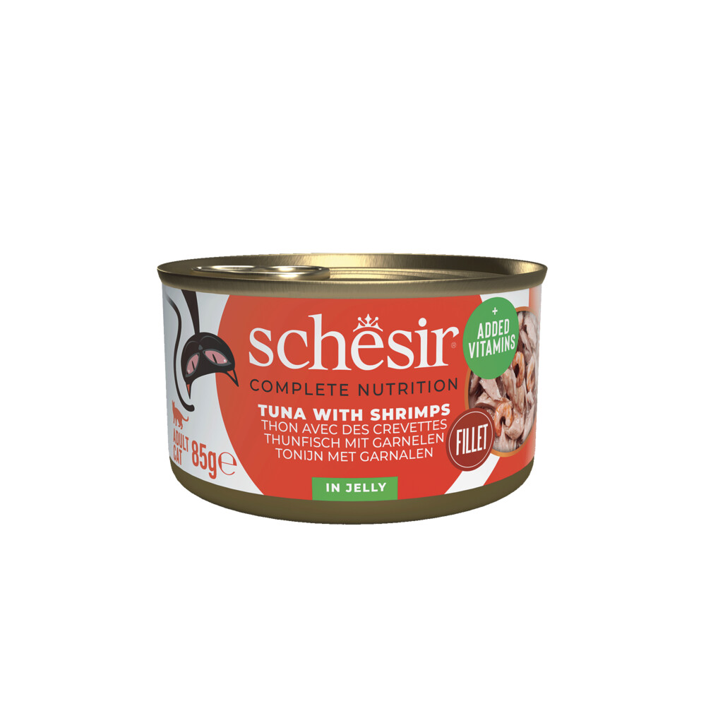 12x Schesir Kattenvoer Tonijn - Garnaal in Gelei 85 gr