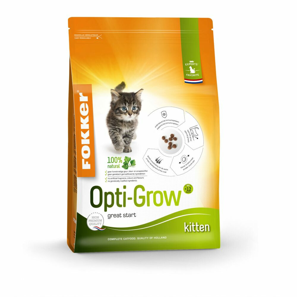 3x Fokker Opti Grow Kitten Kattenvoer Gevogelte 2,5 kg