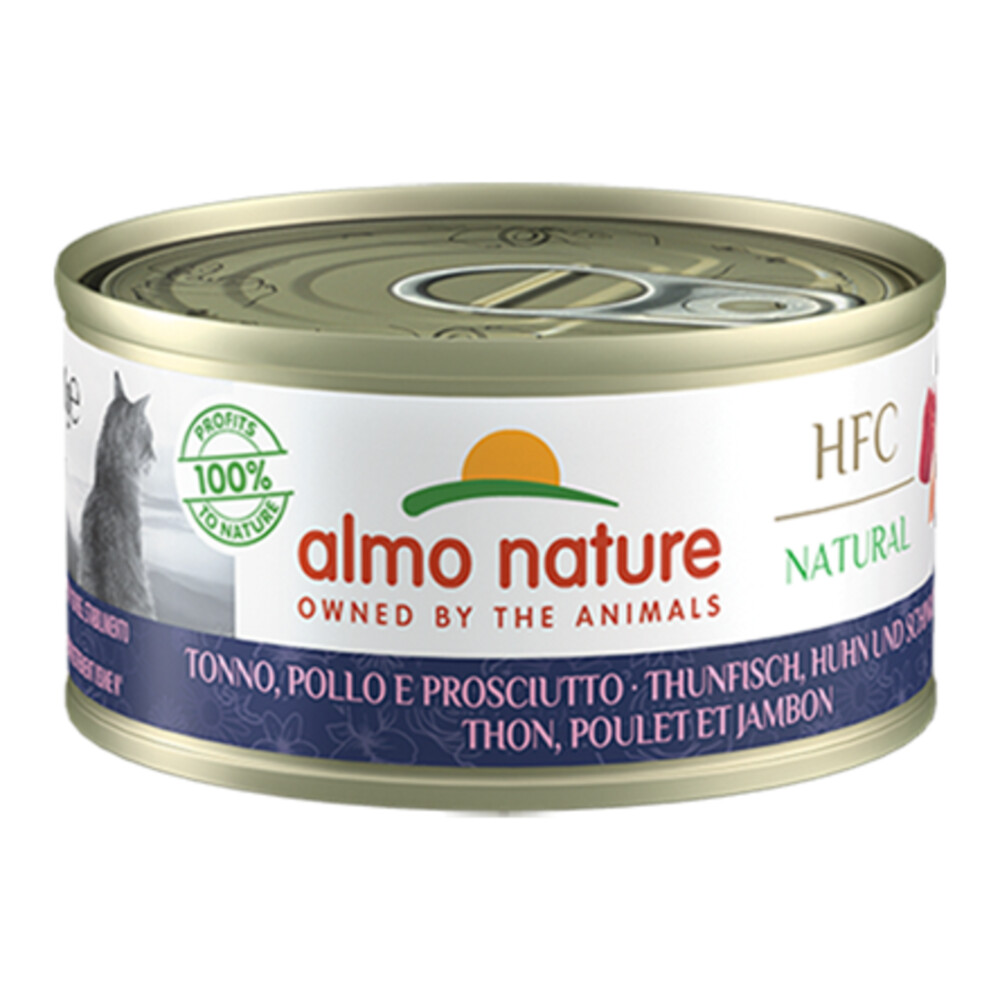 24x Almo Nature HFC Natural Kattenvoer Nat Tonijn & Kip & Ham 70 gr