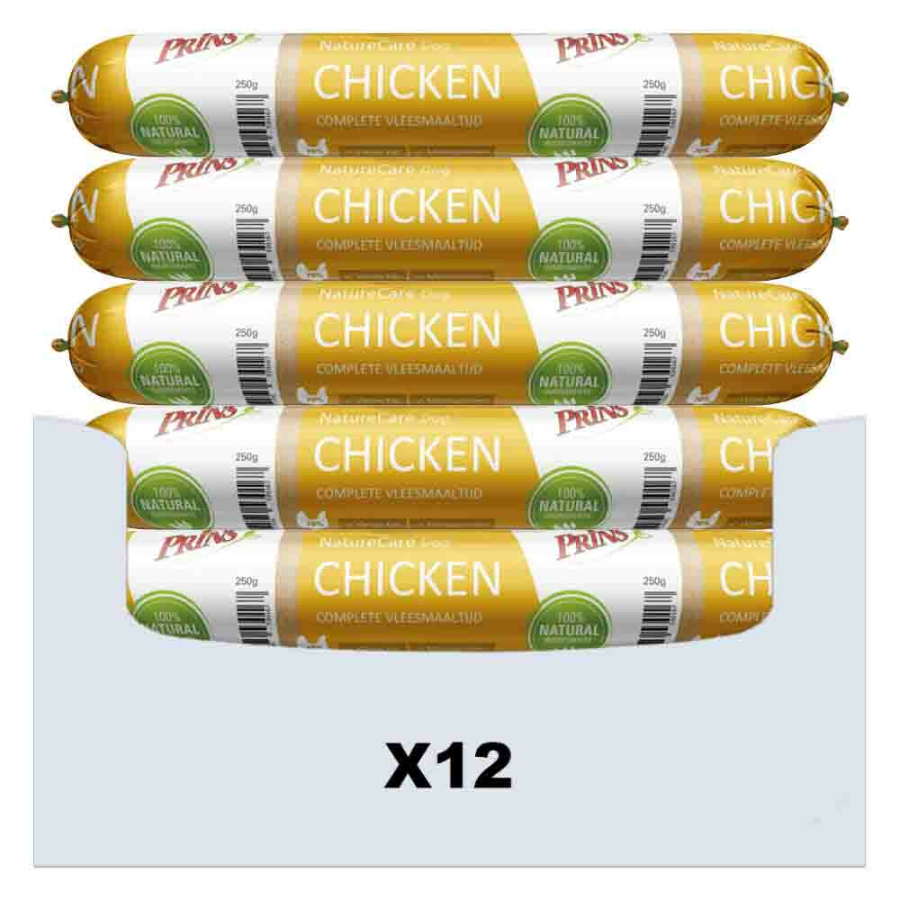 12x Prins NatureCare Hypoallergeen Hondenvoer Worst Kip 250 gr