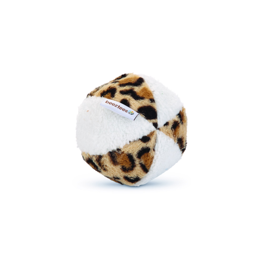 Beeztees Pluche Hondenspeelgoed Safari Bal 11 cm Wit - Bruin