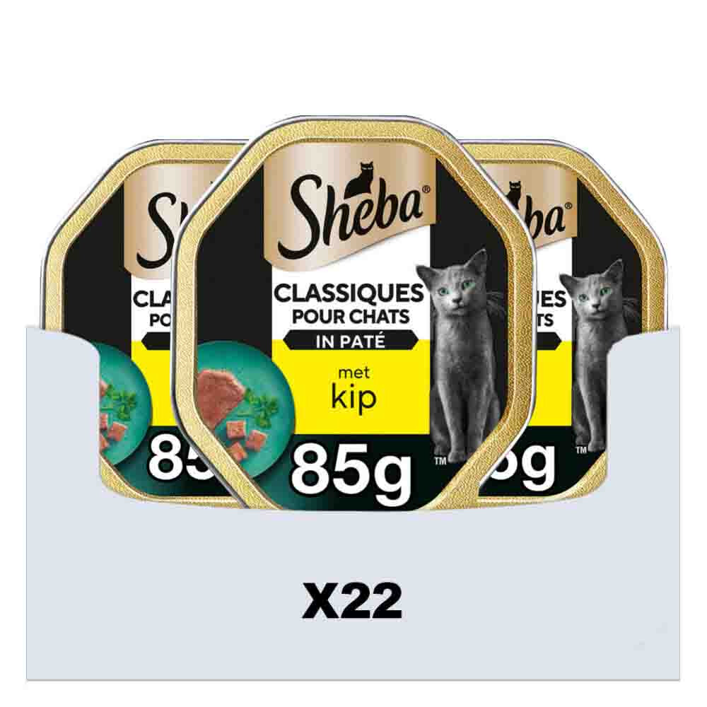 22x Sheba Adult Kattenvoer Classic Paté Natvoer Kip Kuipjes 85 gr