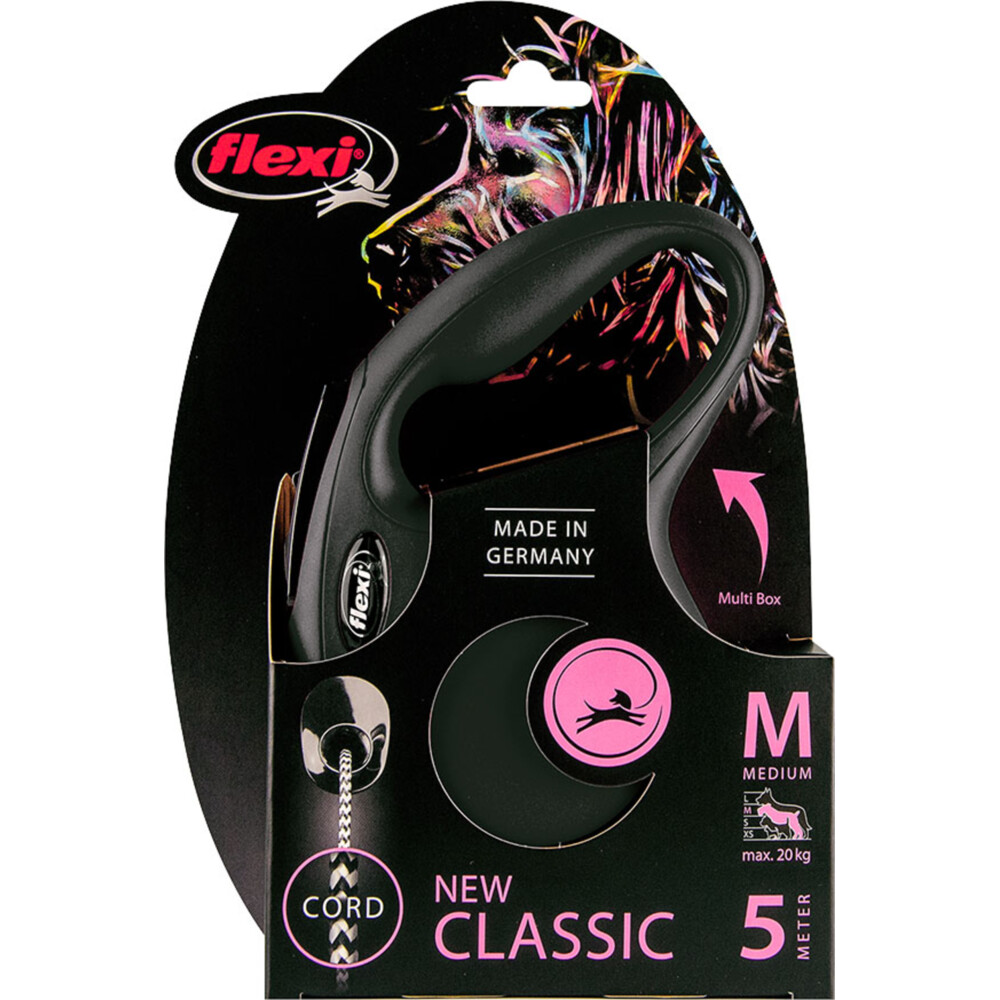 Flexi Rollijn Classic Koord 5 mtr tot 20 kg Zwart
