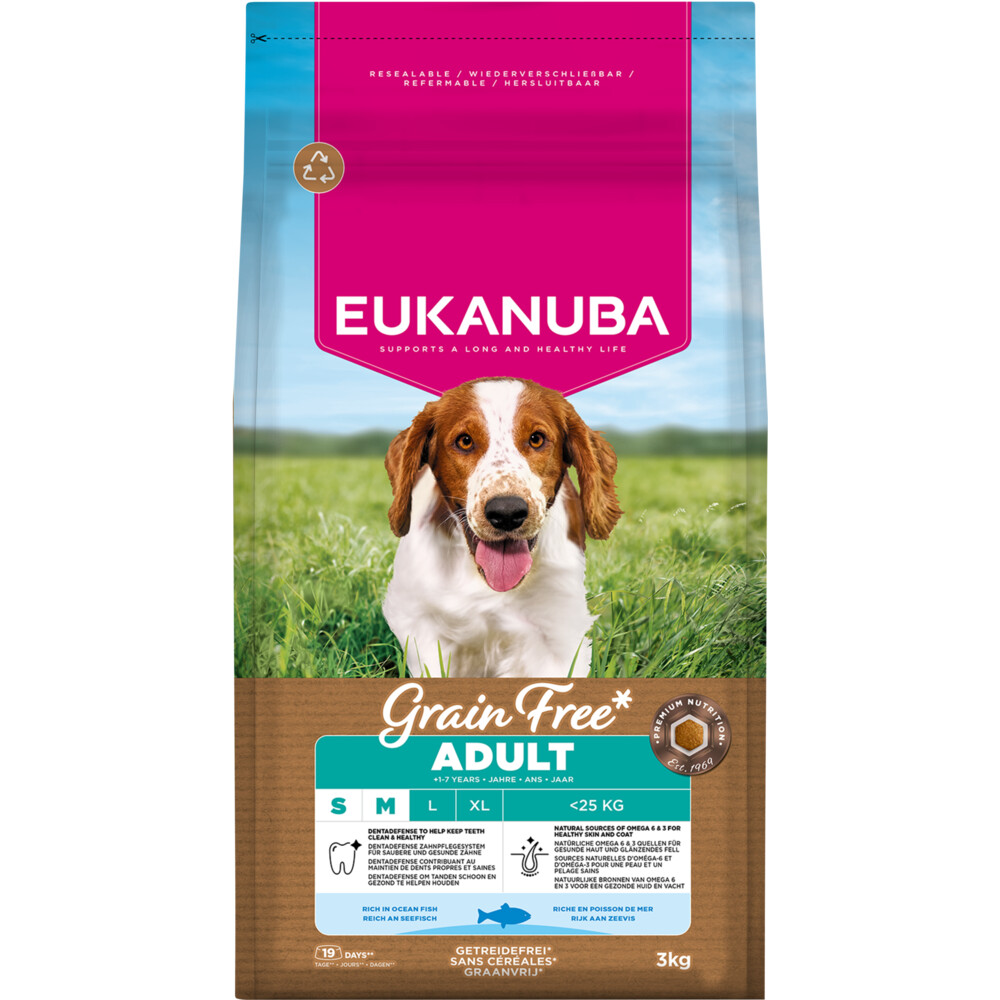 Eukanuba Hondenvoer Droog Grain Free Adult Small/Medium Oceaanvis 3 kg