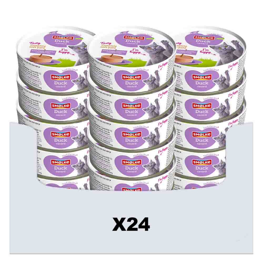 24x Smolke Kattenvoer Soft Paté Eend 80 gr