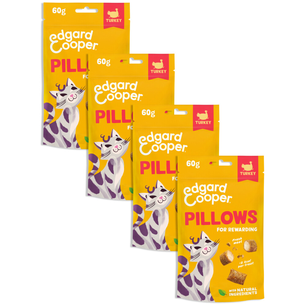 4x Edgard & Cooper Adult Pillows Kattensnack Kalkoen 60 gr