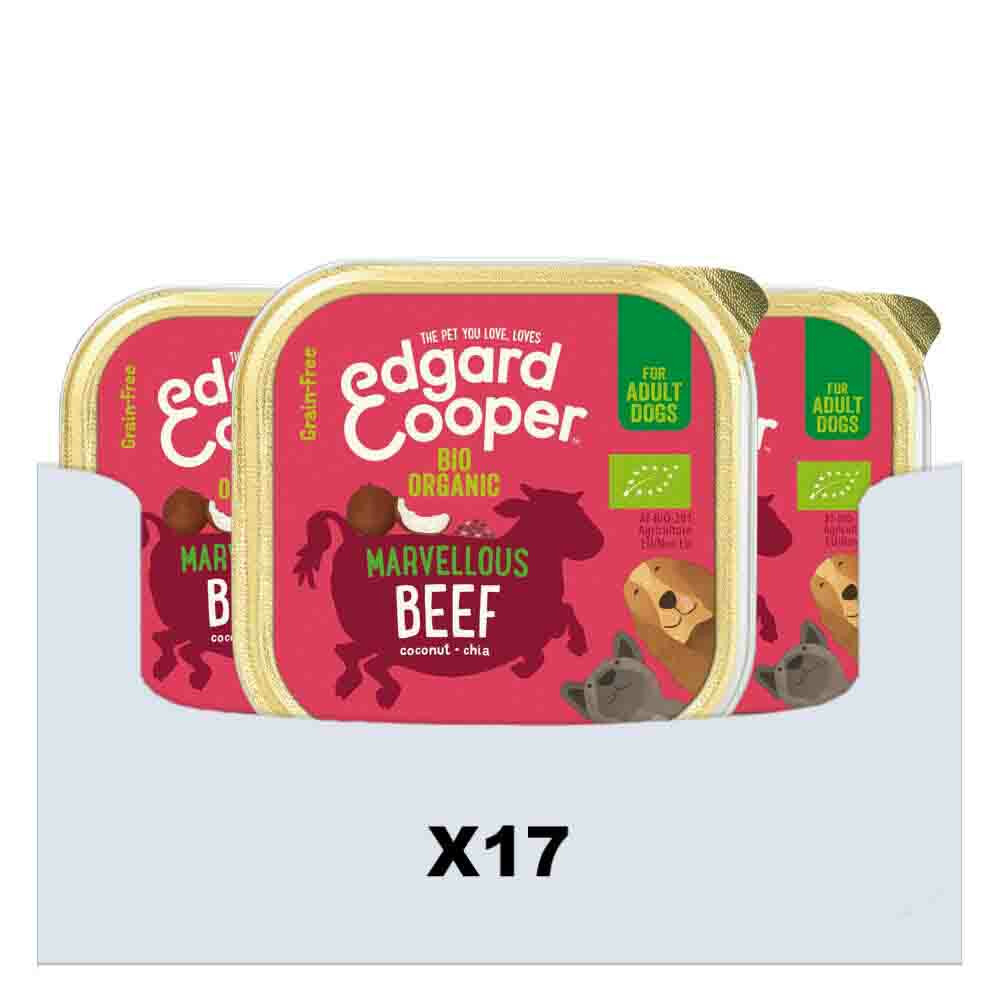 17x Edgard & Cooper Kuipje Vers Vlees Hondenvoer Bio Rund 100 gr