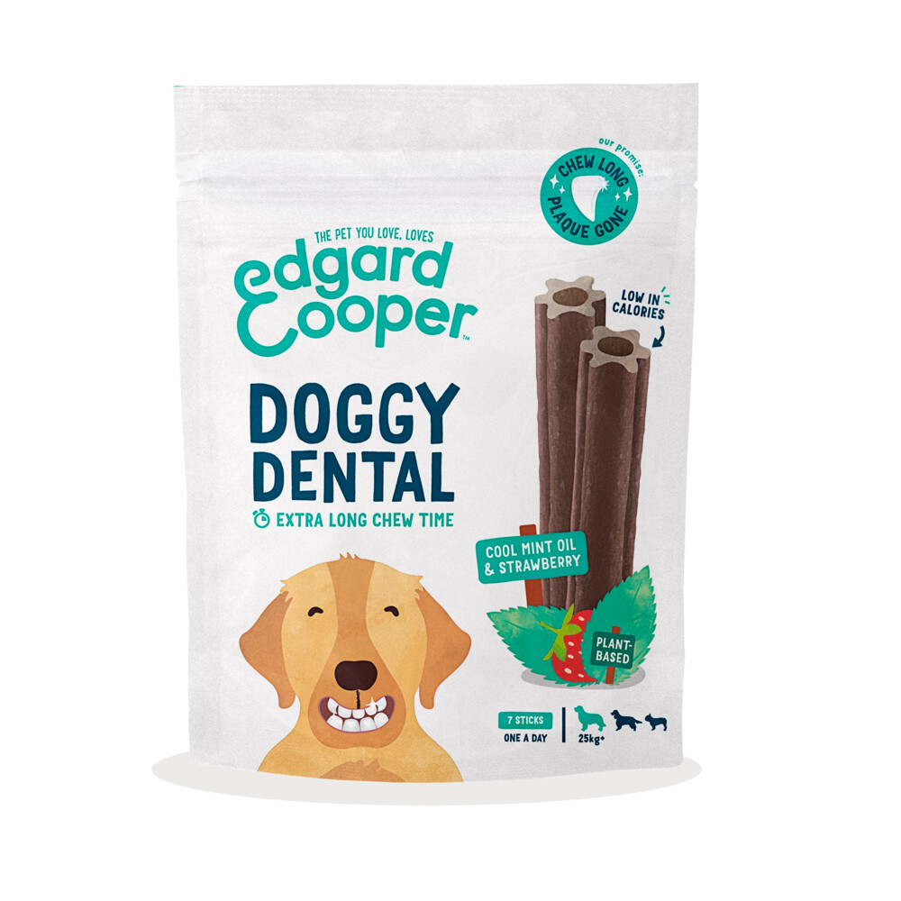 8x Edgard & Cooper Doggy Dental Sticks Aardbei - Frisse Muntolie