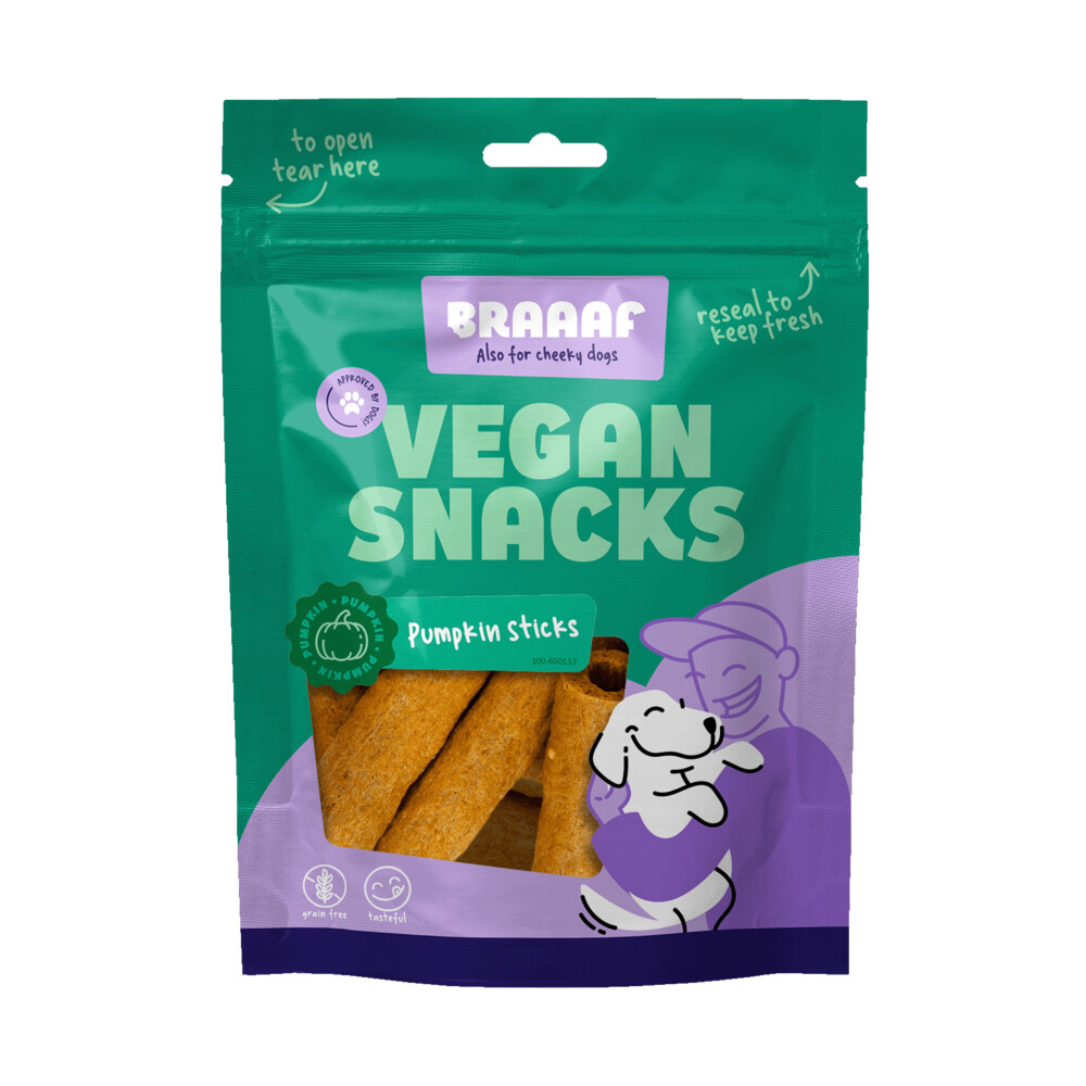 Braaaf Hondensnack Sticks Pompoen 6 cm 80 gr
