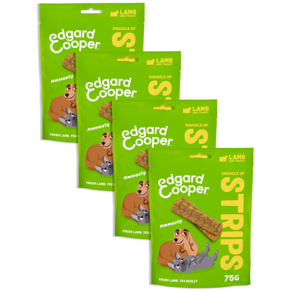 4x Edgard & Cooper Adult Strips Lam & Kalkoen 75 gr