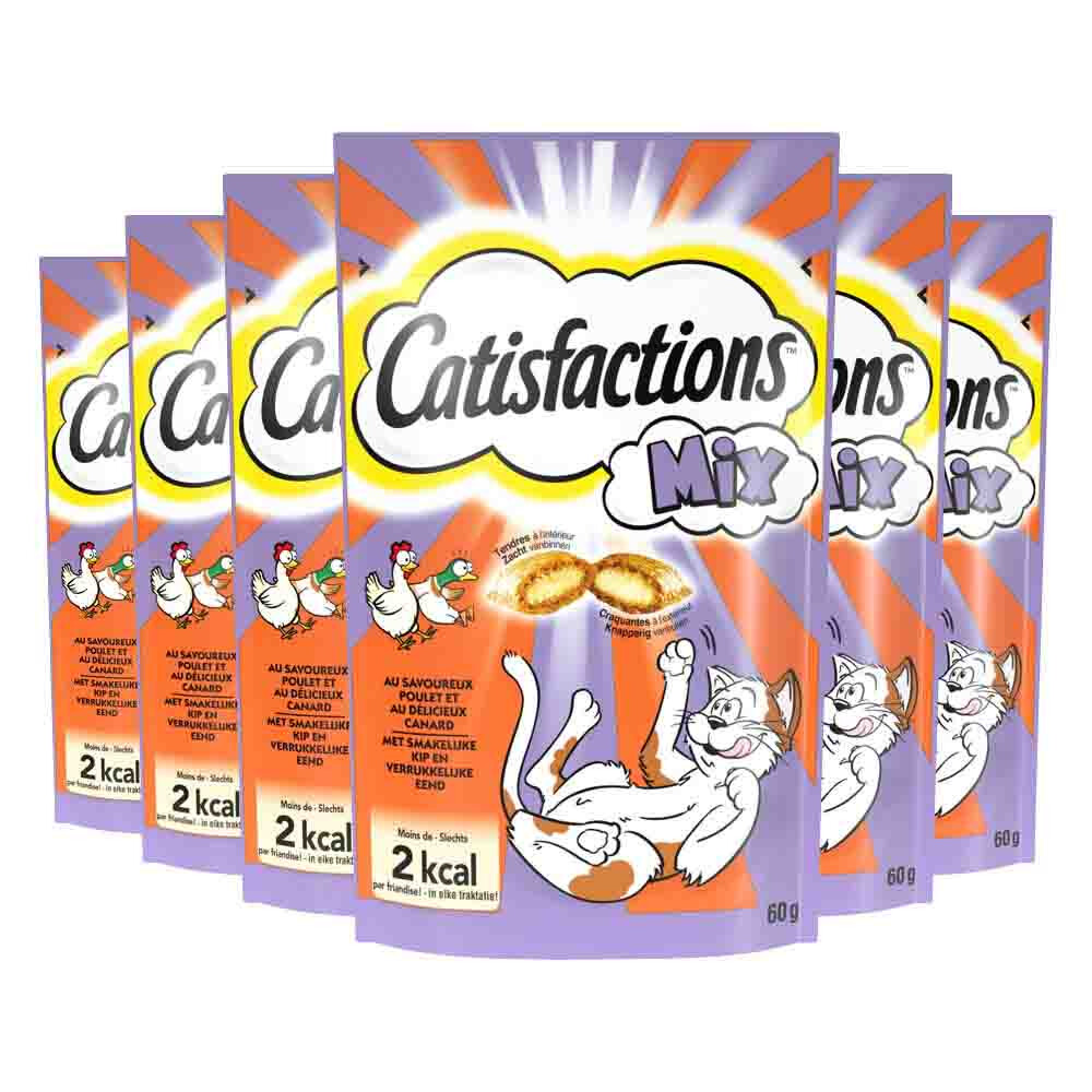 6x Catisfactions Kattensnoepjes Kip - Eend 60 gr