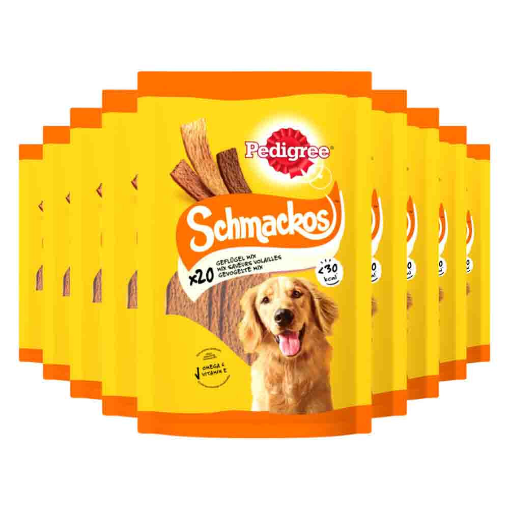 9x Pedigree Schmackos Hondensnacks Gevogelte Mix 144 gr