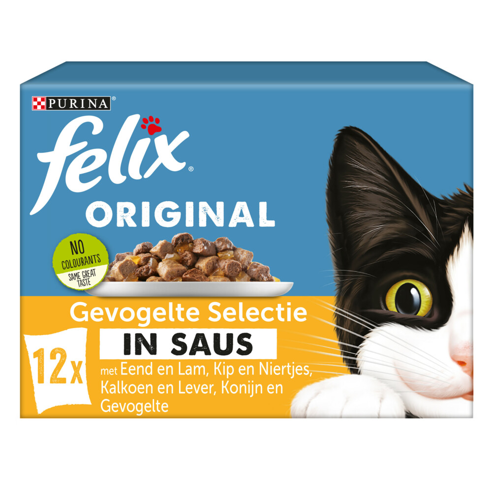 Felix Kattenvoer Nat Original Gevogelte Selectie in Saus 12 x 85 gr