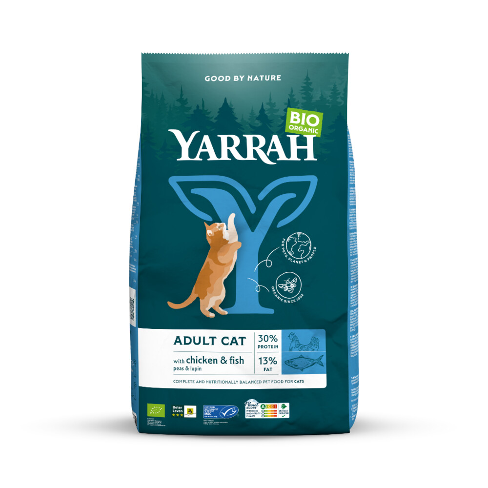 6x Yarrah Bio Kattenvoer Adult Vis 800 gr