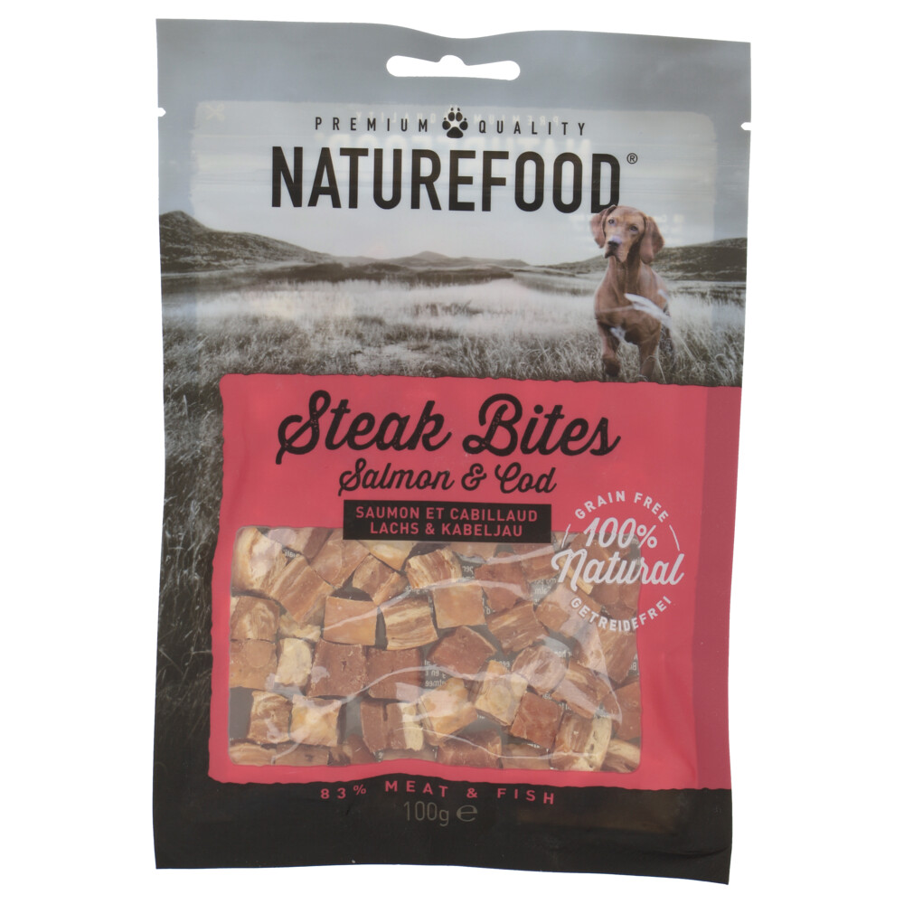 8x Rosewood Naturefood Steak Bites Zalm & Koolvis 100 gr