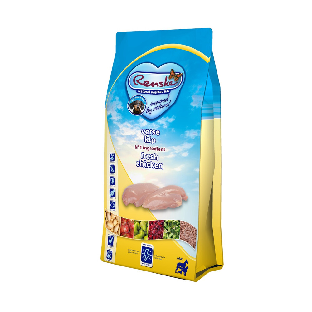 8x Renske Super Premium Graanvrij Adult Hondenvoer Verse Kip 600 gr