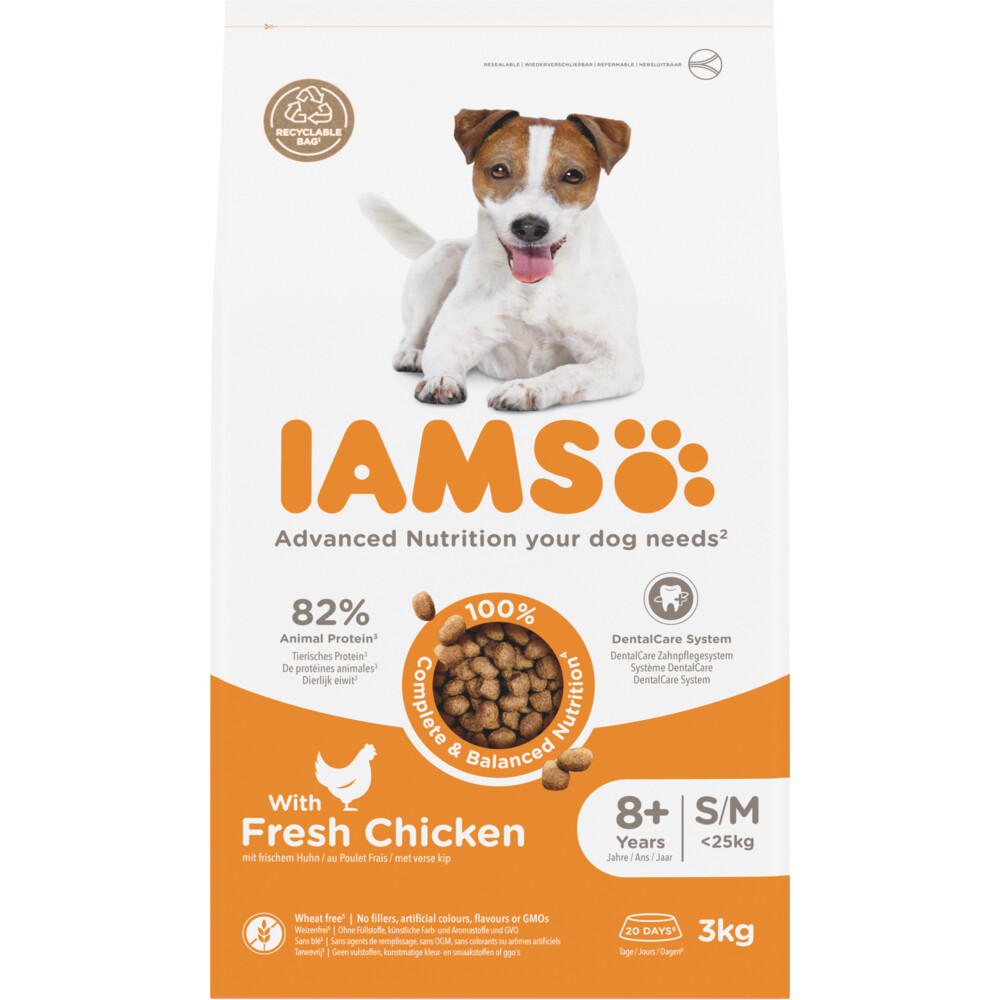 3x IAMS Dog Senior Small - Medium Kip 3 kg
