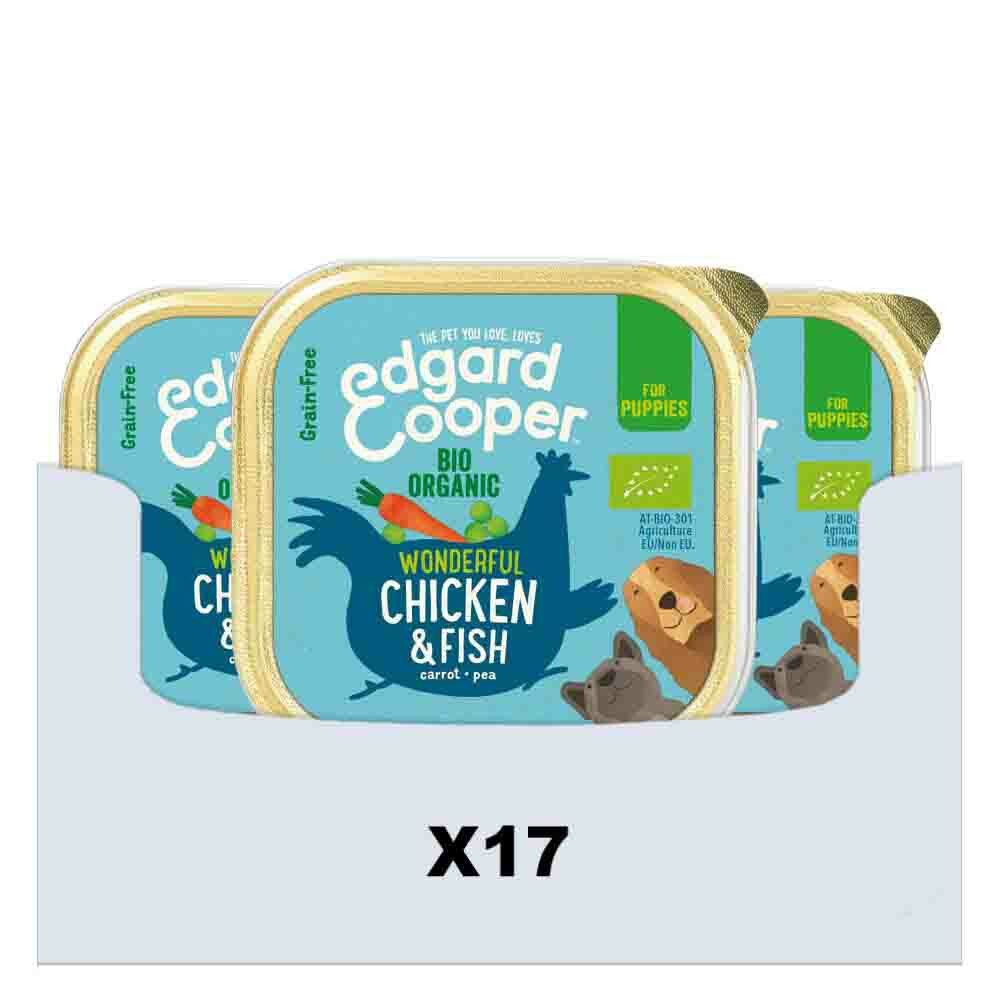 17x Edgard & Cooper Kuipje Vers Vlees Puppy Hondenvoer Bio Kip - Vis 100 gr