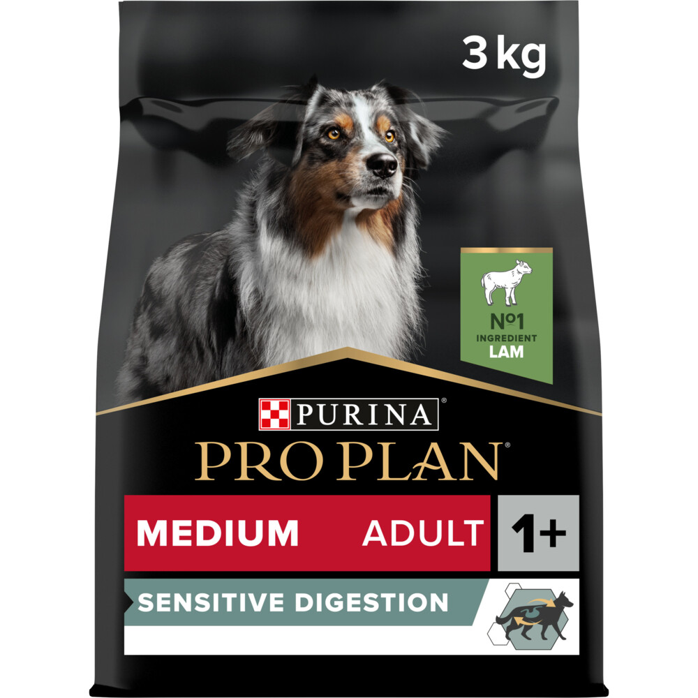 4x Pro Plan Hondenvoer Droog Adult Medium Sensitive Digestion Lam 3 kg
