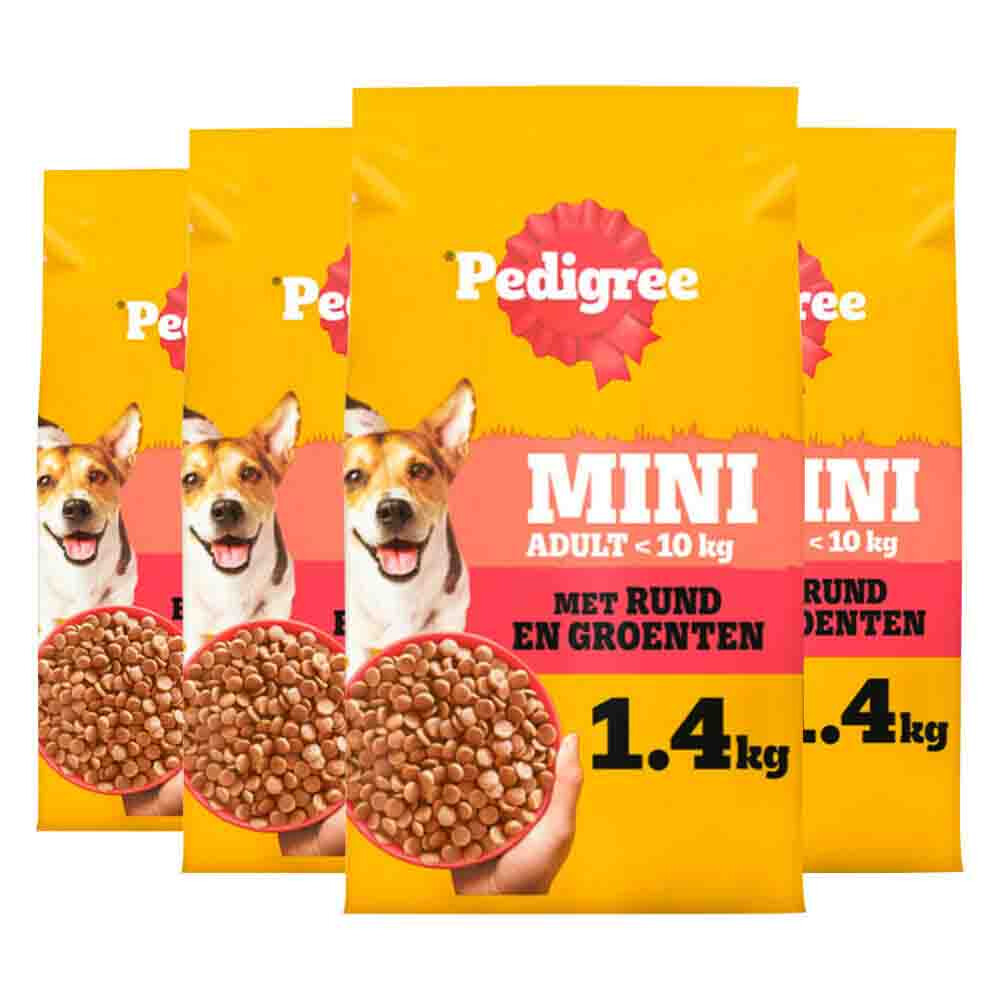 4x Pedigree Adult Hondenbrokken Mini Rund 1,4 kg