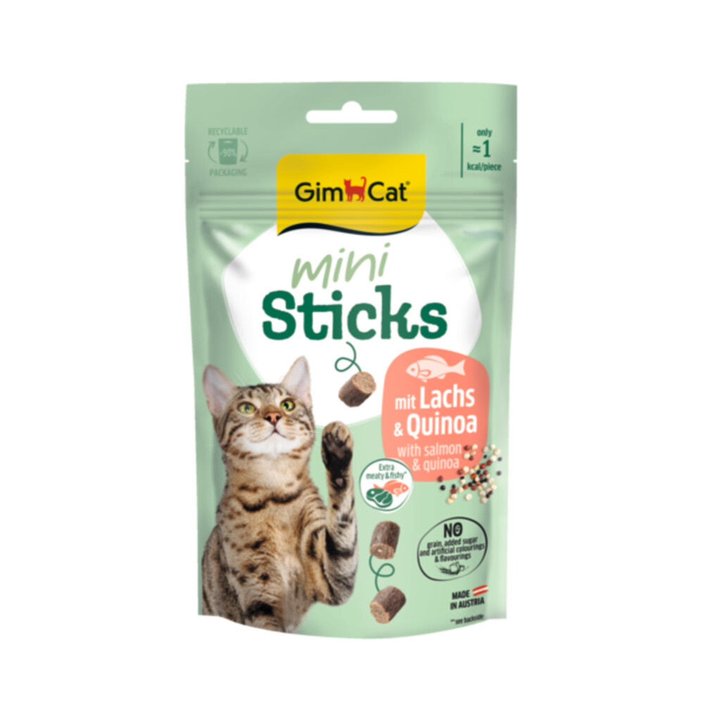 12x GimCat Mini Sticks Kattensnack Zalm & Quinoa 50 gr