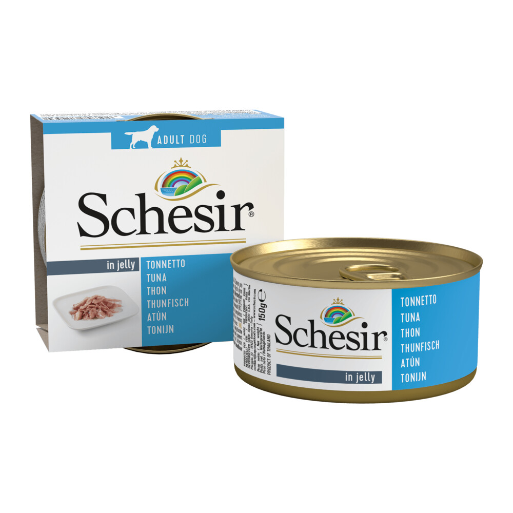 10x Schesir Hondenvoer Nat Blik Jelly Tonijn 150 gr