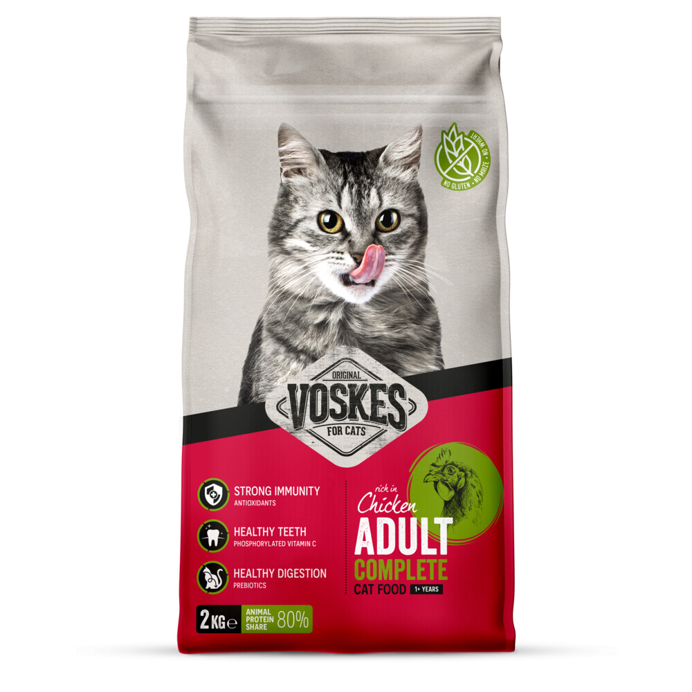 6x Voskes Kattenbrokken Adult Kip 2 kg