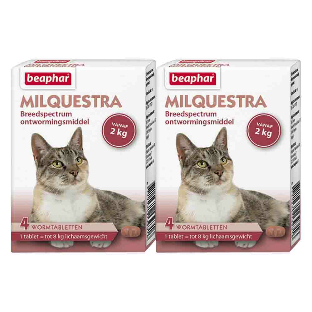 2x Beaphar Milquestra Ontworming Tabletten Kat 2 - 12 kg 4 tabletten