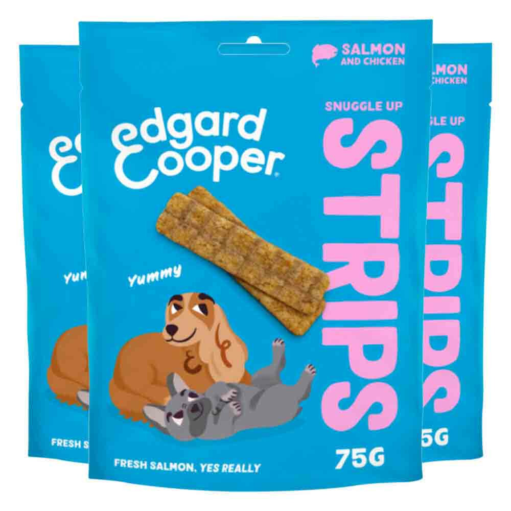 3x Edgard & Cooper Adult Strips Zalm & Kip 75 gr