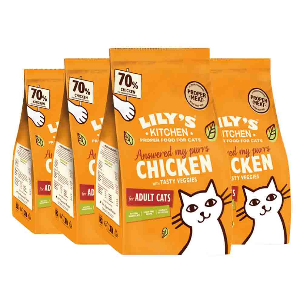 4x Lily's Kitchen Kattenvoer Droog Adult Kip & Groenten 800 gr