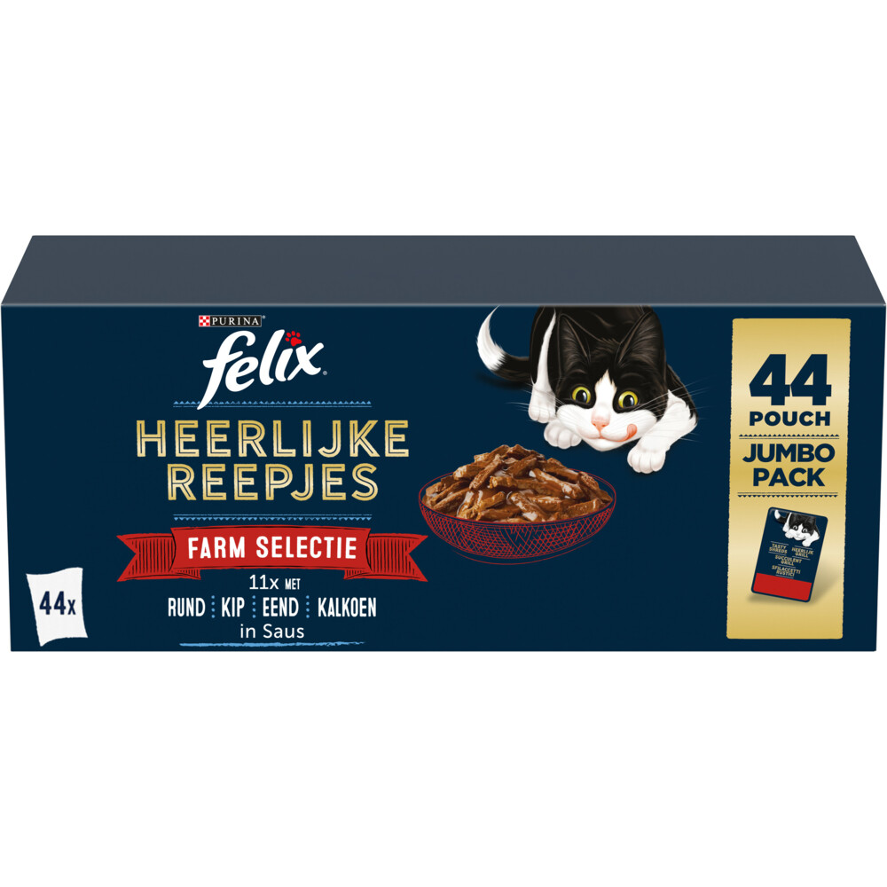 Felix Kattenvoer Nat Multipack Heerlijke Reepjes in Saus 44 x 85 gr