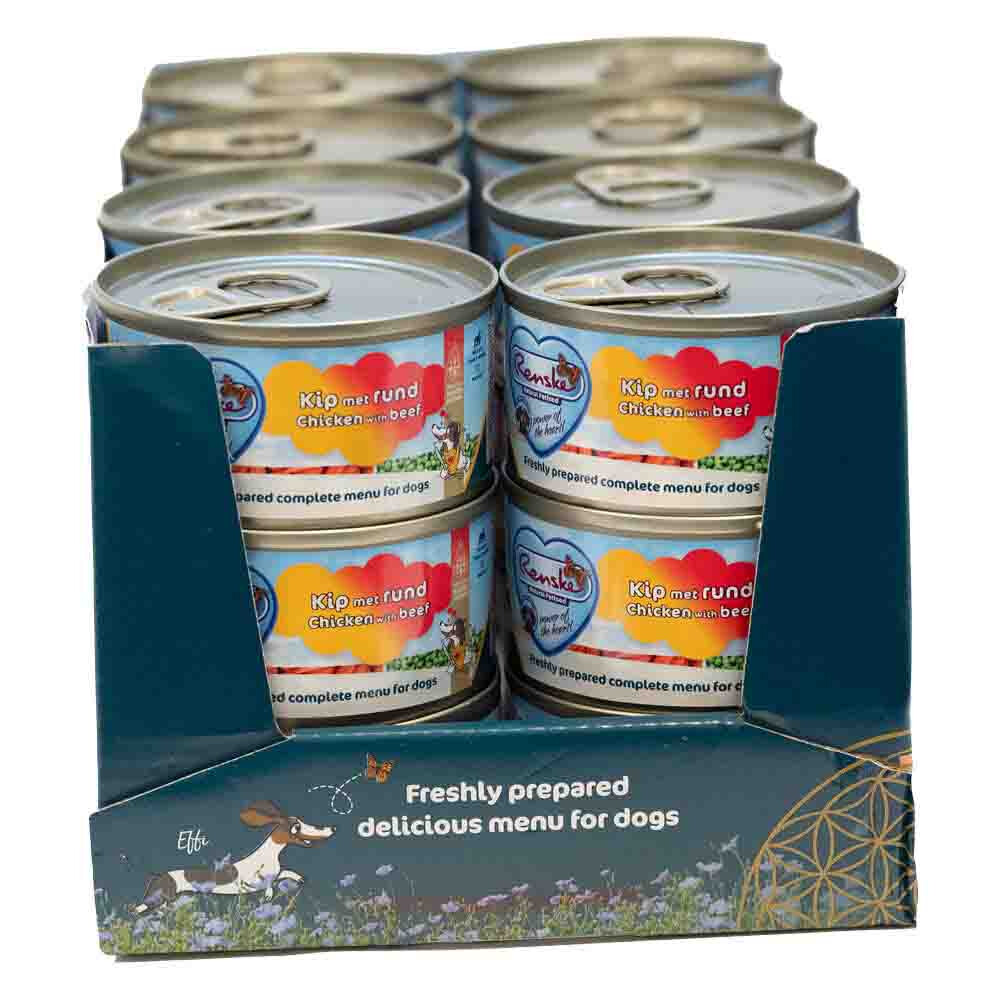 24x Renske Vers Gestoomd Complete Menu Hondenvoer Nat Kip - Rund 95 gr