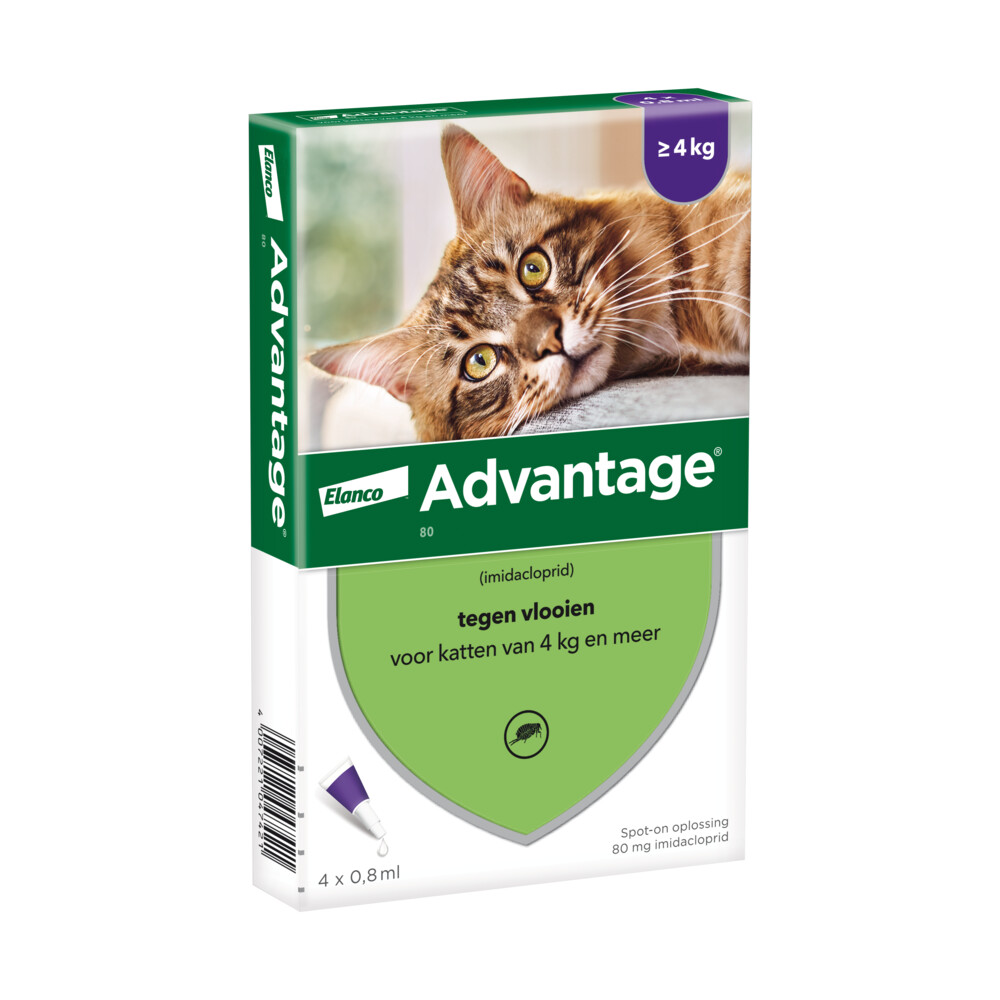 Advantage Anti Vlooiendruppels 80 Kat vanaf 4 kg 4 pipetten