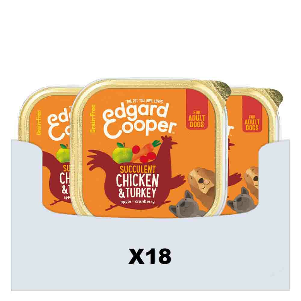 18x Edgard & Cooper Kuipje Vers Vlees Hondenvoer Kip - Kalkoen 300 gr