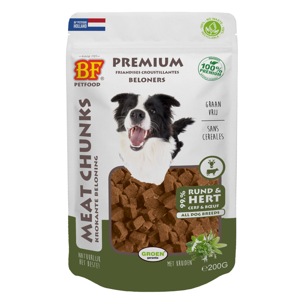 BF Petfood Meat Chunks Rund - Hert 200 gr