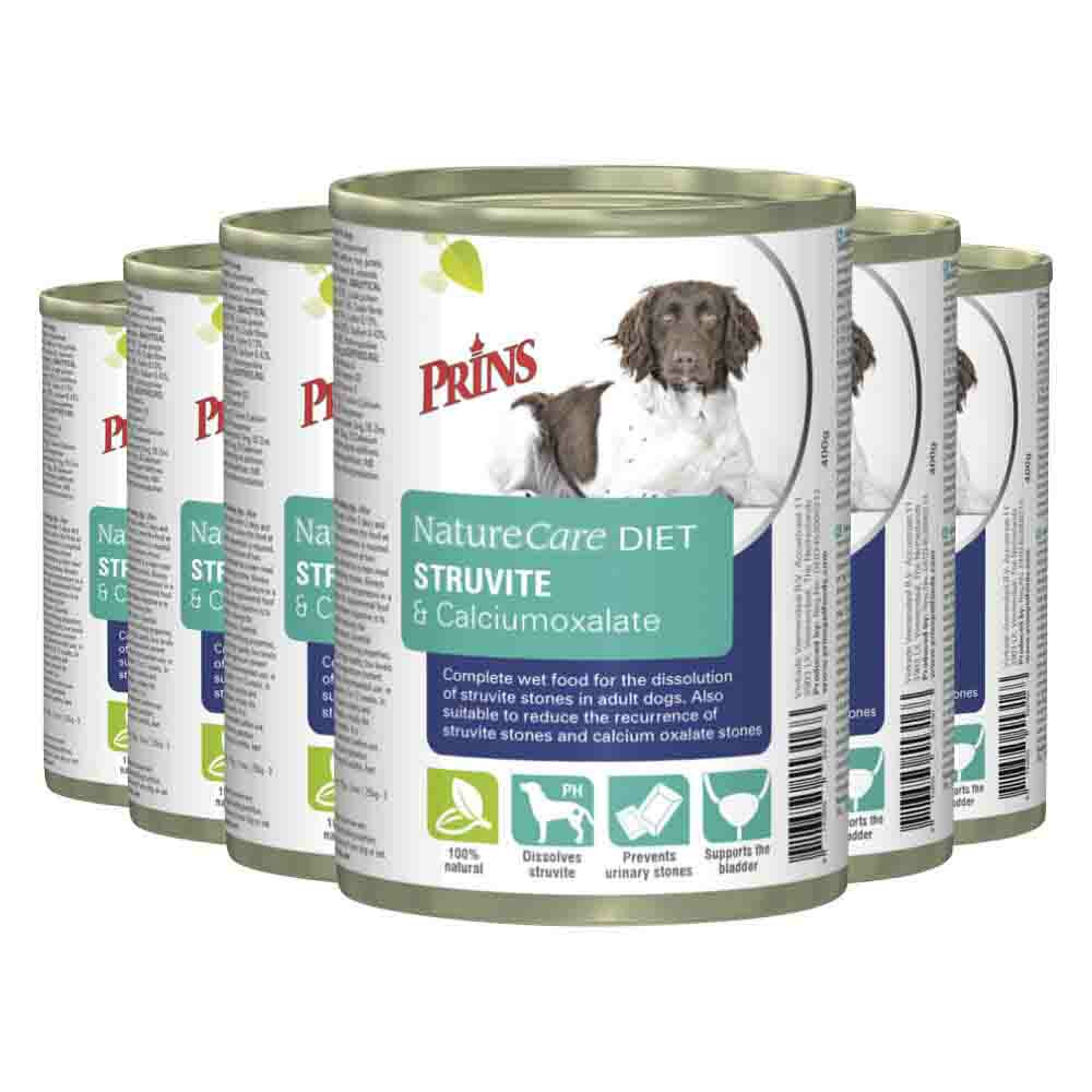6x Prins NatureCare Diet Struvite & Calciumoxalate Hondenvoer Nat 400 gr