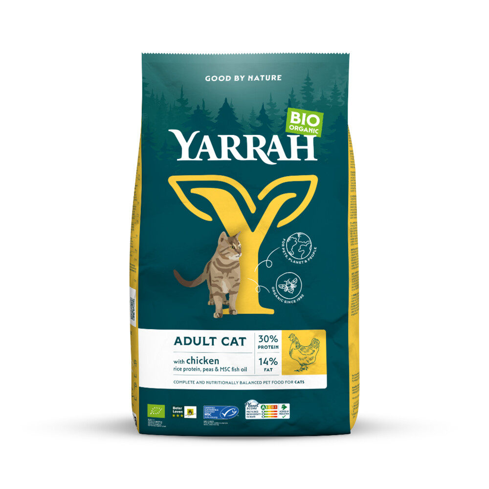 6x Yarrah Bio Kattenvoer Adult Kip 800 gr