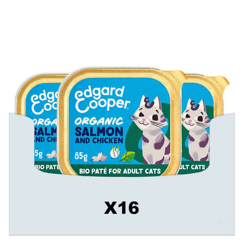 16x Edgard & Cooper Kattenvoer Adult Bio Paté Zalm - Kip 85 gr