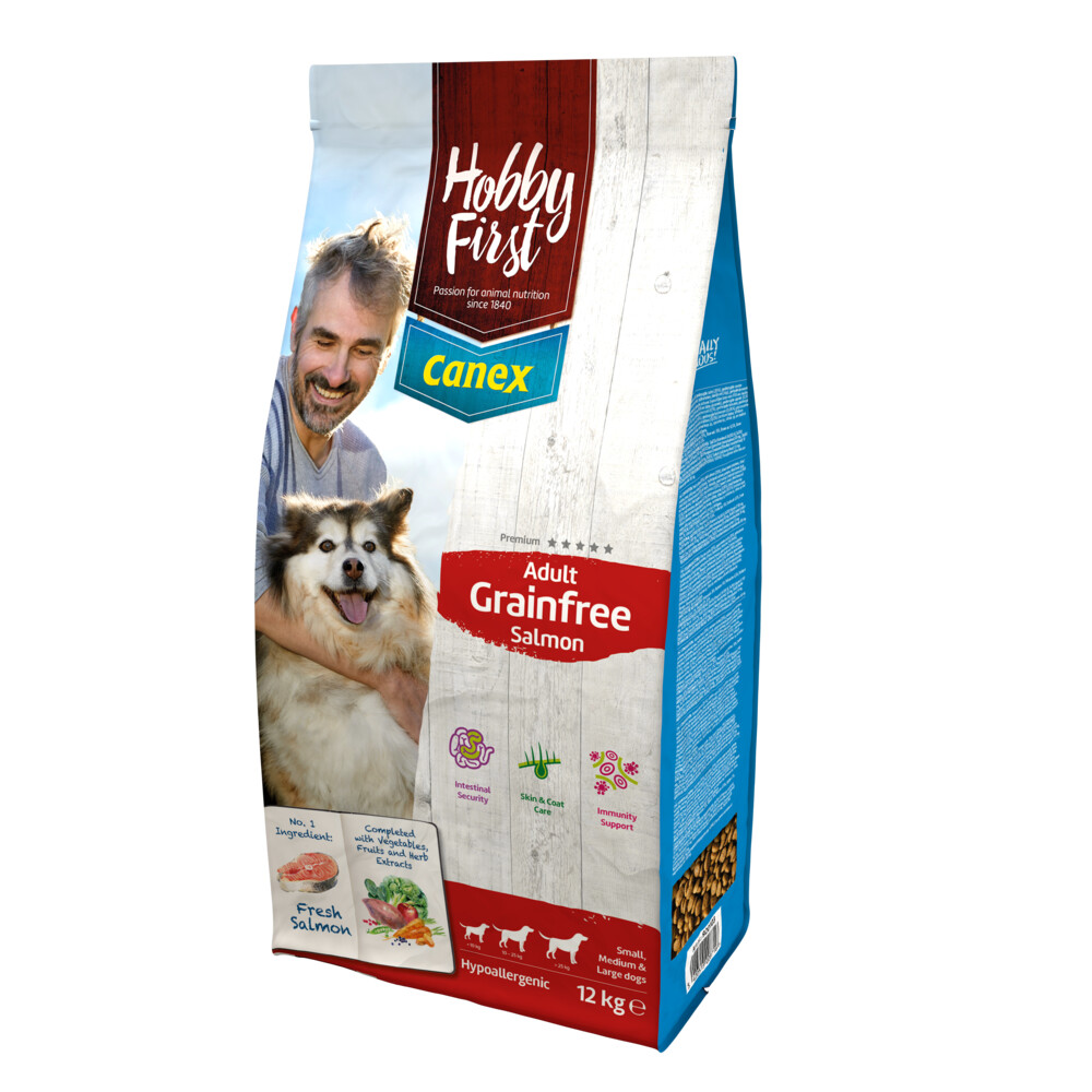HobbyFirst Canex Hondenvoer Adult Graanvrij Zalm 12 kg