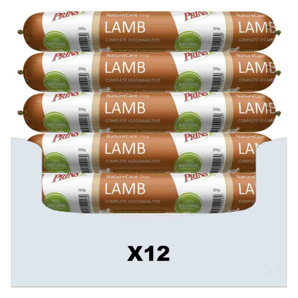 12x Prins NatureCare Hypoallergeen Hondenvoer Worst Lam & Rijst 250 gr
